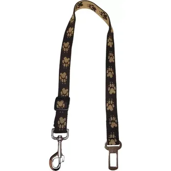 Vodítko pro psa Palkar bezpečnostní pás do auta pro velké psy 65 cm x 25 mm hnědá s tlapkami