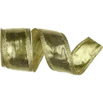 Stuha Stuha zlatá lurexová BIRMINGHAM GOLD lesklá 40mm x 2m (15,-Kč/m) (Stuha lurexová zlatá, oboustranná, se strukturovanými okraji a drátkem v lemu )