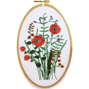 Výtvárné potřeby Galanterie Dárková sada na vyšívání s předlohou varianta 6 červené květiny