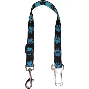 Vodítko pro psa Palkar bezpečnostní pás do auta pro středně velké psy 55 cm x 20 mm černo-světle-modrá s tlapkami