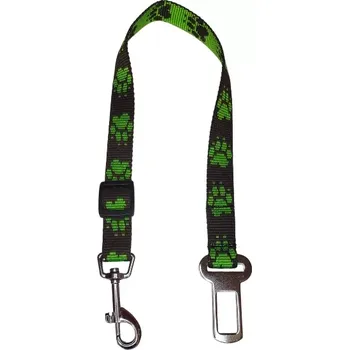 Vodítko pro psa Palkar bezpečnostní pás do auta pro středně velké psy 55 cm x 20 mm černo-zelená s tlapkami
