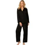 Dlouhé saténové pyžamo Amina černé XL