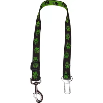 Vodítko pro psa Palkar bezpečnostní pás do auta pro velké psy 65 cm x 25 mm hnědo-zelená s tlapkami