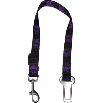 Vodítko pro psa Palkar bezpečnostní pás do auta pro středně velké psy 55 cm x 20 mm černo-fialová s tlapkami