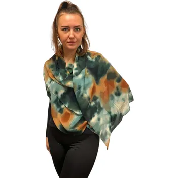 Šátek Dámský šátek 85 x 175 cm batika hnědozelený