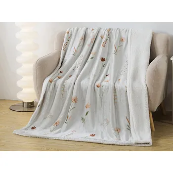 XPOSE® Mikroplyšová deka DIVOKÉ MÁKY - světle šedá 140x200 cm, Mikroplyš + Prodloužená možnost vrácení zboží do 50 dnů