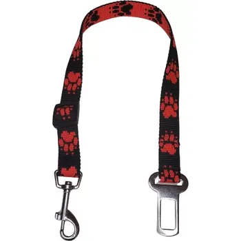 Vodítko pro psa Palkar bezpečnostní pás do auta pro středně velké psy 55 cm x 20 mm černo-červená s tlapkami