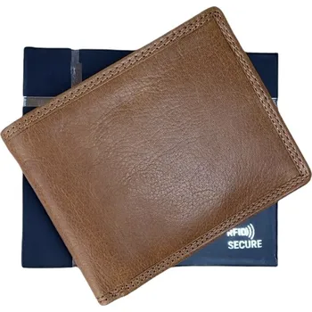 Peněženka PRAGATI Pánská kožená peněženka s přezkou světle hnědá RFID ochrana