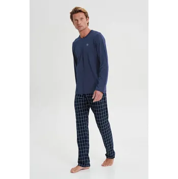 Pánské pyžamo Vamp Pánské pyžamo s kostkovanými kalhotami 21924