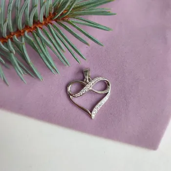 Přívěsek Prstýnkárna Stříbrný rhodiovaný přívěsek Nekonečno a Srdce AG 925 ≤ 1,4 g