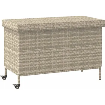 Zahradní úložný box vidaXL Zahradní úložný box s kolečky světle šedý 110x55x73cm polyratan