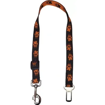 Vodítko pro psa Palkar bezpečnostní pás do auta pro velké psy 65 cm x 25 mm hnědo-oranžová s tlapkami