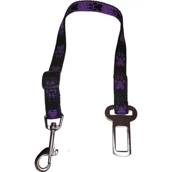 Vodítko pro psa Palkar bezpečnostní pás do auta pro malé psy 50 cm x 16 mm černo-fialová s tlapkami
