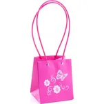 Taška na květináč s potiskem 15 x 13 cm Růžová