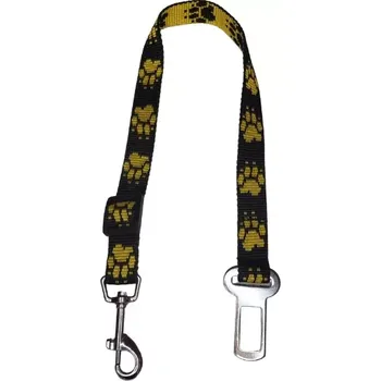 Vodítko pro psa Palkar bezpečnostní pás do auta pro středně velké psy 55 cm x 20 mm černo-žlutá s tlapkami