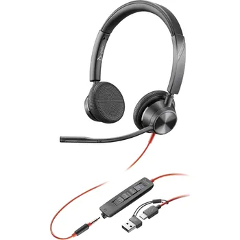 Sluchátka HP Poly Blackwire C3325-M Headset otevřená (On Ear) kabelová stereo černá Redukce šumu mikrofonu headset, regulace hlasitosti, Vypnutí zvuku mikrofonu Počítače
