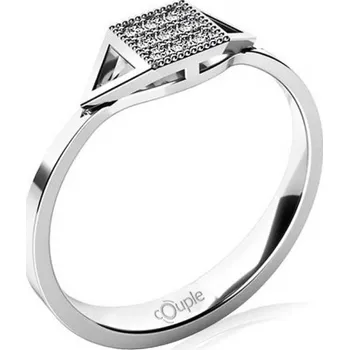 Prsten Originální prsten Kostka, bílé zlato se zirkony, vel. 58, prům. 18.5 mm, 585-66-1-0289.1B00.0.58.001