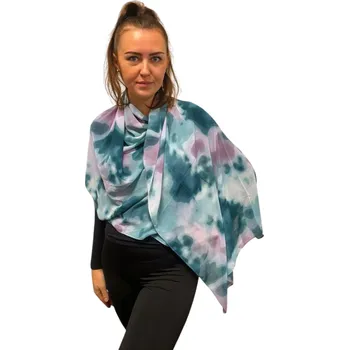 Dámský šátek 85 x 175 cm batika Tyrkysovo - hnědý