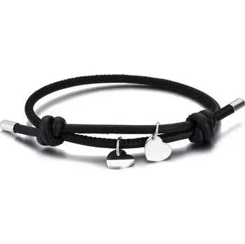 Náramek Šperky4U Černý náramek se srdíčky - OPA301-ST