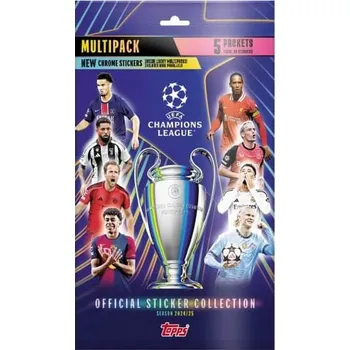 Karetní hra Topps Champions League 2025 Multipack - 5 balíčků samolepek