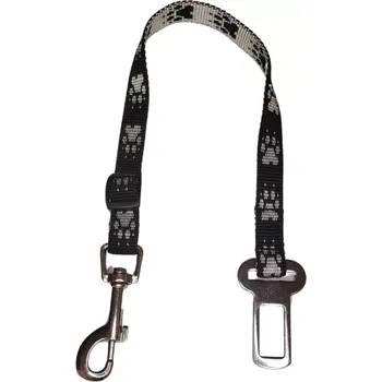 Vodítko pro psa Palkar bezpečnostní pás do auta pro malé psy 50 cm x 16 mm černo-bílá s tlapkami