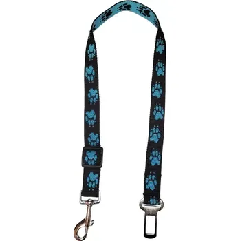 Vodítko pro psa Palkar bezpečnostní pás do auta pro velké psy 65 cm x 25 mm černo-svěle-modrá s tlapkami