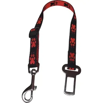 Vodítko pro psa Palkar bezpečnostní pás do auta pro malé psy 50 cm x 16 mm černo-červená s tlapkami (Palkar bezpečnostní pás do auta pro malé psy 50 cm x 16 mm černo-červená s tlapkami)