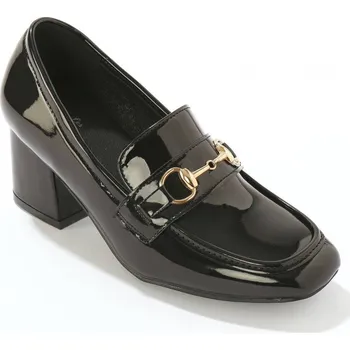 Dámské mokasíny Lakované mokasíny na podpatku černá 37