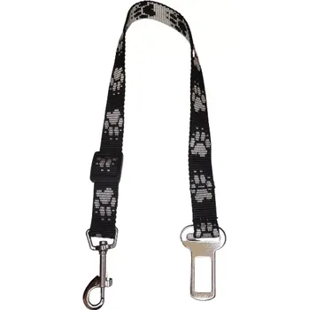 Vodítko pro psa Palkar bezpečnostní pás do auta pro středně velké psy 55 cm x 20 mm černo-bílá s tlapkami