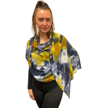 Šátek Dámský šátek 85 x 175 cm batika tmavě černo-žlutý