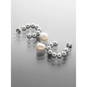 Náušnice Prosperk Náušnice ocelové kuličkové s perlou