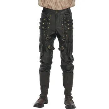 Pánské kalhoty kalhoty pánské DEVIL FASHION - Brown Steampunk - XXL