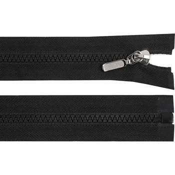Zip Kostěný zip No 5 délka 80 cm s ozdobným jezdcem - 322 černá