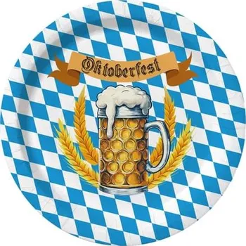 Party nádobí Funiglobal - 8 talířů Oktoberfest (23cm) -