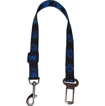 Vodítko pro psa Palkar bezpečnostní pás do auta pro středně velké psy 55 cm x 20 mm černo-modrá s tlapkami