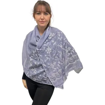 Šátek Dámský šátek 90 x 175 cm Jemné květiny 23-14 - Fialkový