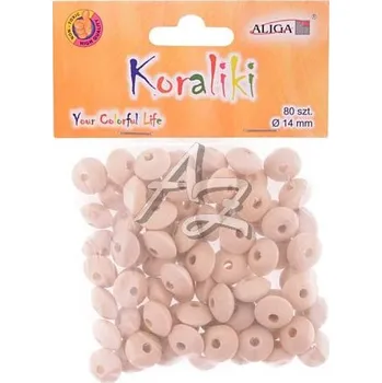 Dětské navlékací korálky Aliga korálky 14mm/80ks čočka dřevěné přírodní