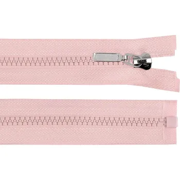 Zip Kostěný zip No 5 délka 60 cm s ozdobným jezdcem - 136 pudrová