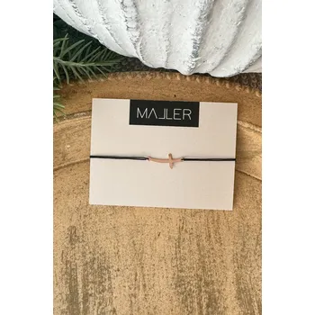 Náramek Náramek stříbrný pozlacený KŘÍŽEK černá - STNAKR1-2