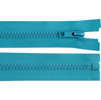 Galanterie Kostěný zip šíře 5 mm délka 80 cm (bundový) - 207 modrá tyrkys