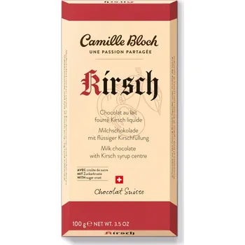 Cukrovinka Čokoláda Camille Bloch 100g mléčná KIRSCH (Švýcarská mléčná čokoláda se sirupem kirsch)
