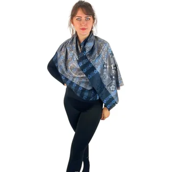 Šátek Dámský šátek 90 x 175 cm Květiny 23-12 - šedý