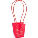 Taška na květináč se zlatým potiskem 12,5 x 12 x 8 cm Červená