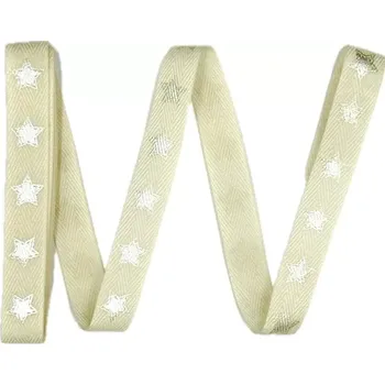 Stuha Stuha vánoční SILVER STAR krémová 15mm x 2m (5,-Kč/m) (Stuha vánoční, bavlněná, barva krémová, jednostranný potisk stříbrné hvězdy)