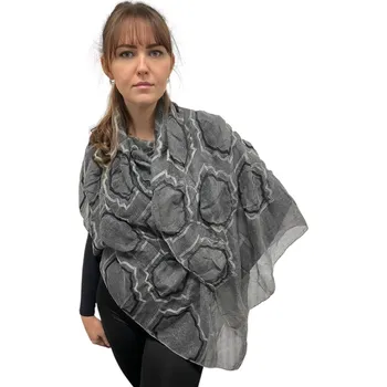 Šátek Dámský šátek 90 x 175 cm Ornaments 23-08 tmavě šedý