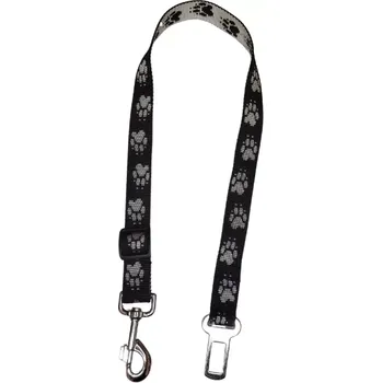 Vodítko pro psa Palkar bezpečnostní pás do auta pro velké psy 65 cm x 25 mm černo-bílá s tlapkami
