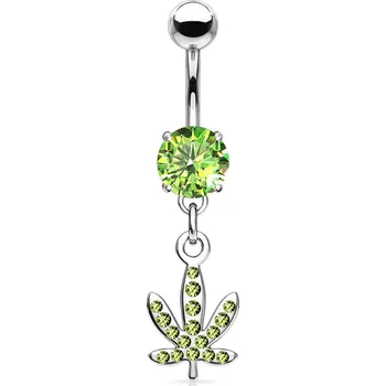 Piercing Šperky4U Piercing do pupíku - list marihuany - WP01130-G
