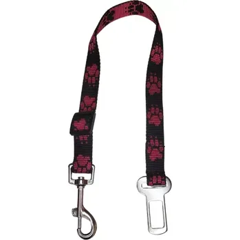 Vodítko pro psa Palkar bezpečnostní pás do auta pro středně velké psy 55 cm x 20 mm černo-růžová s tlapkami