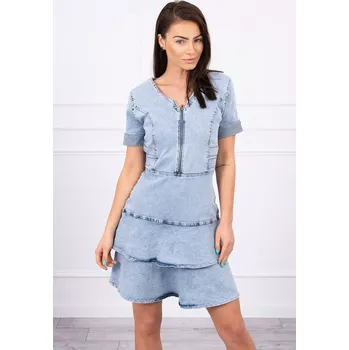 Dámské šaty marka niezdefiniowana Strečové džínové šaty s výstřihem na zip S/M-L/XL Kesi šedá 3129765