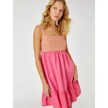 Cizojazyčná kniha Koton Mini Dress Crochet Detail Flounce Strapless Koton růžová 2310190